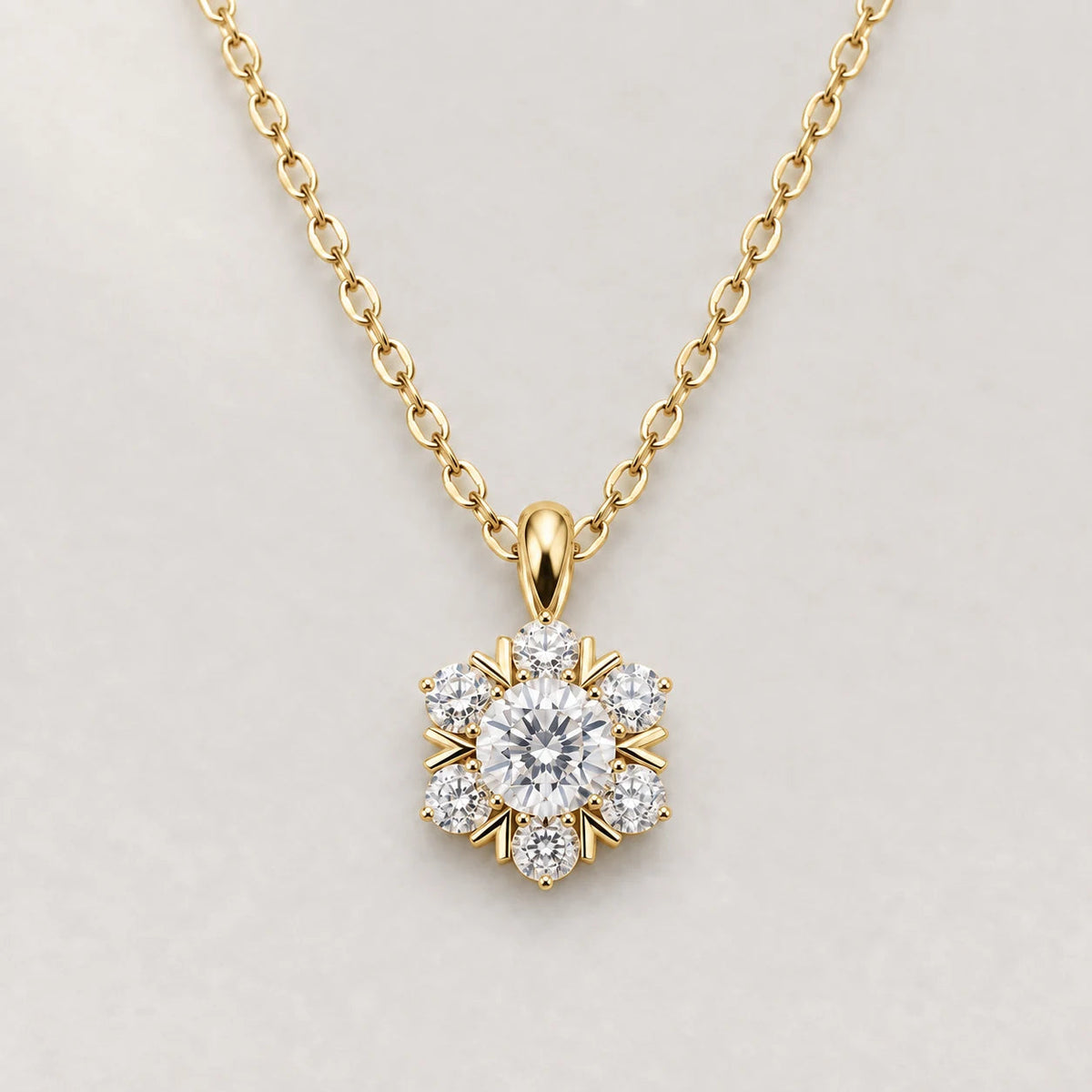 Flower Necklace, gold tone · angular