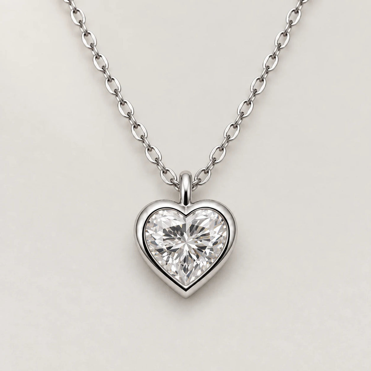 Heart Necklace, silver tone · large