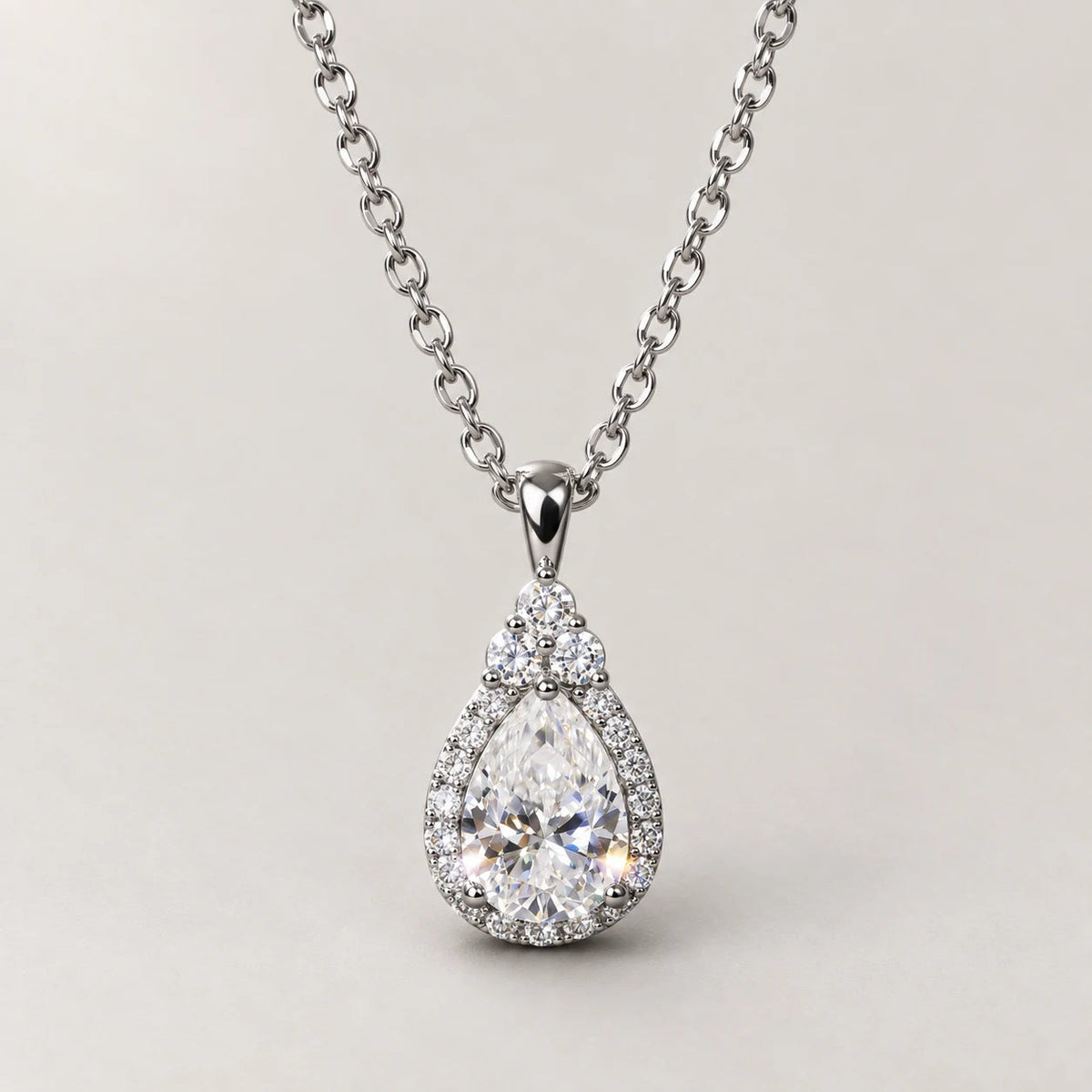 Pear Necklace, silver tone
