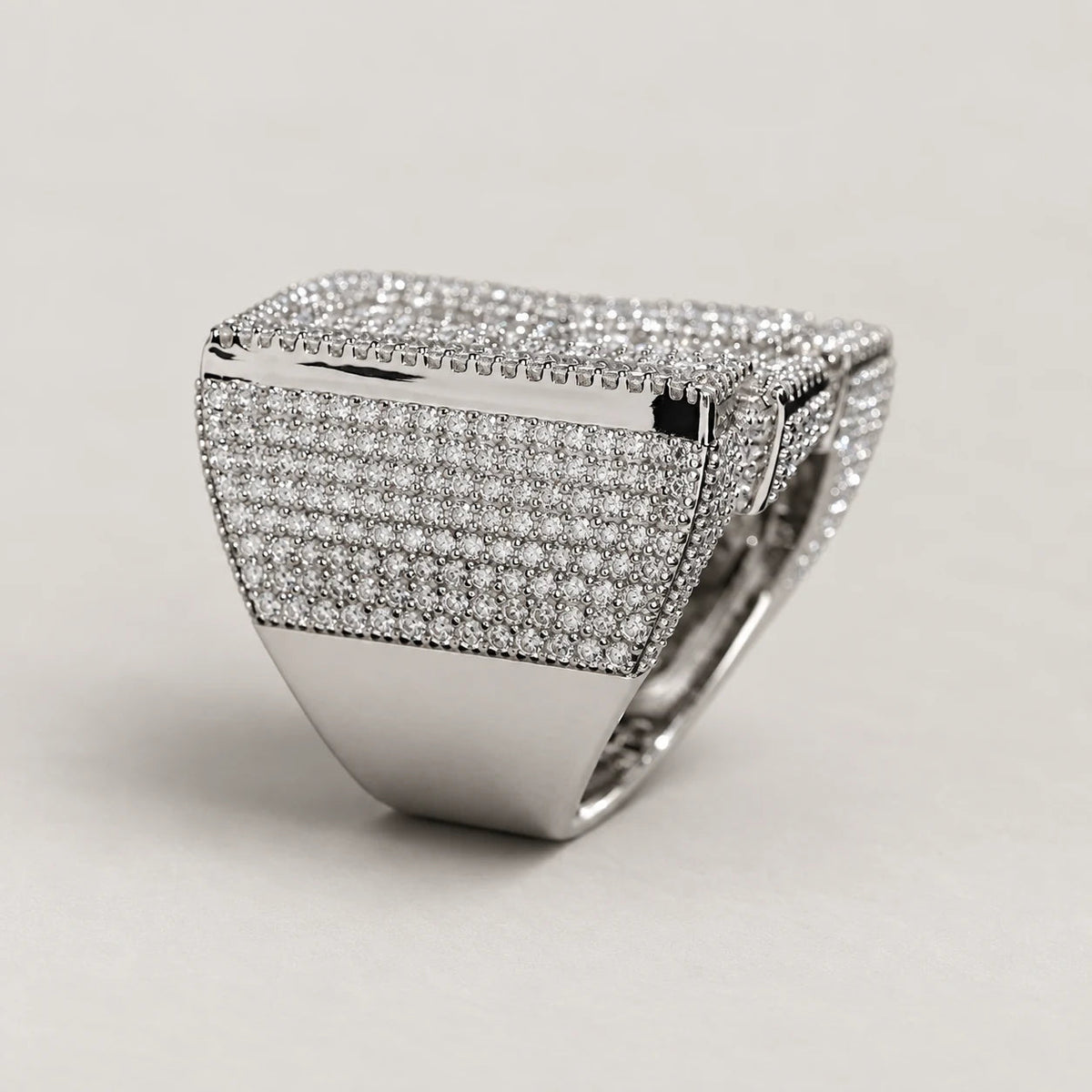 R Ring, silver tone