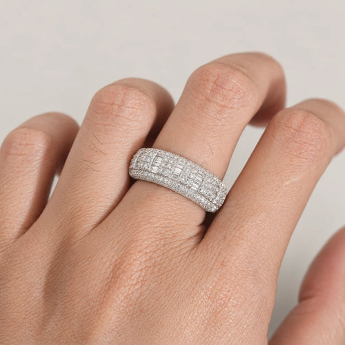 Baguette Ring, silver tone