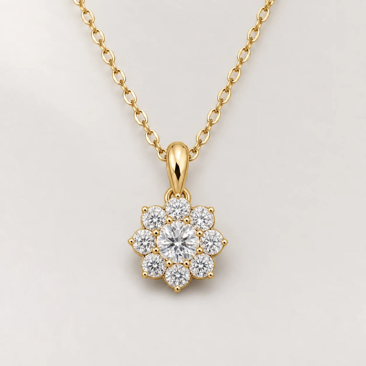 Flower Necklace, gold tone · rounded