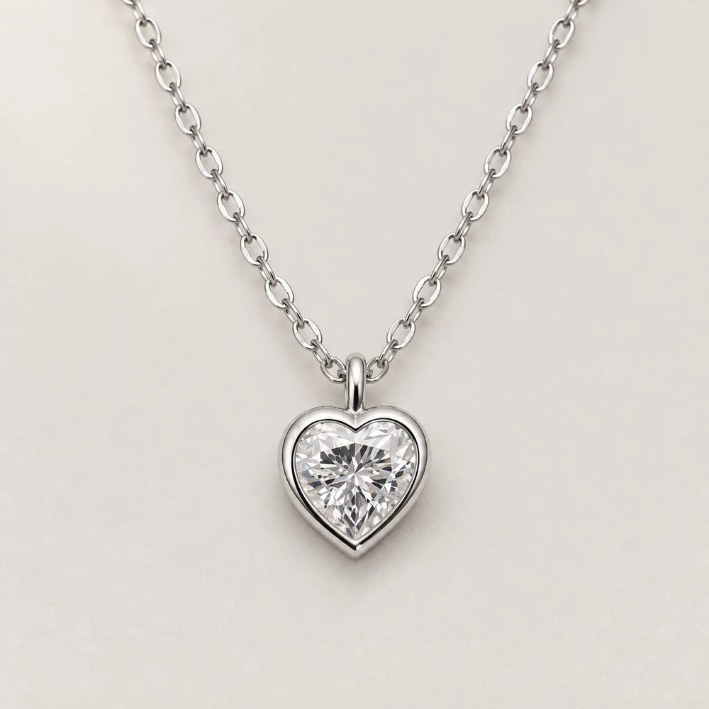 Heart Necklace, silver tone · small