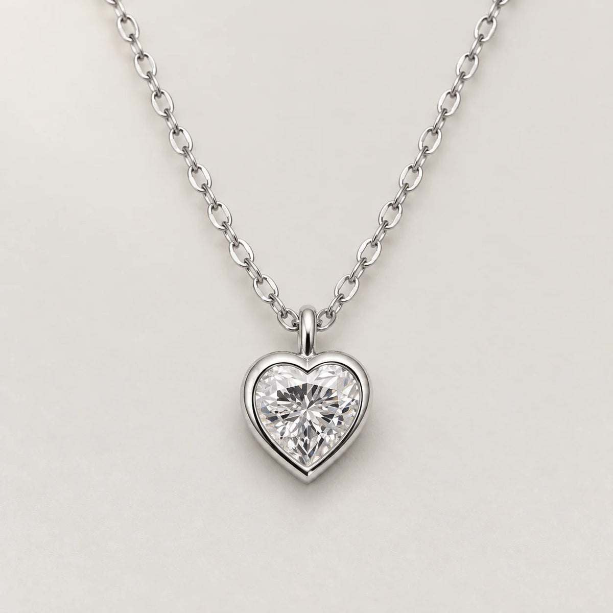 Heart Necklace, silver tone · small