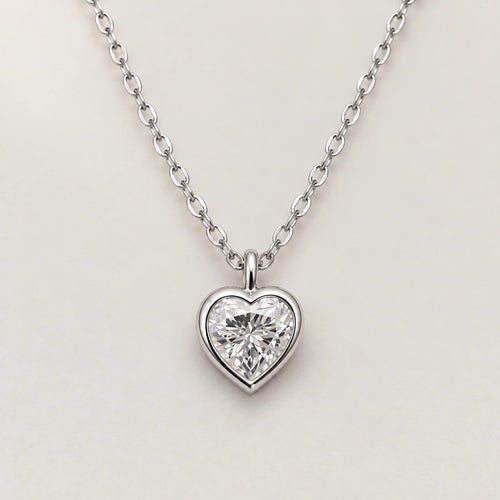 Heart Necklace, silver tone · small