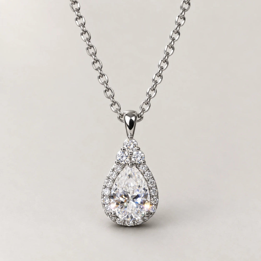 Pear Necklace, silver tone