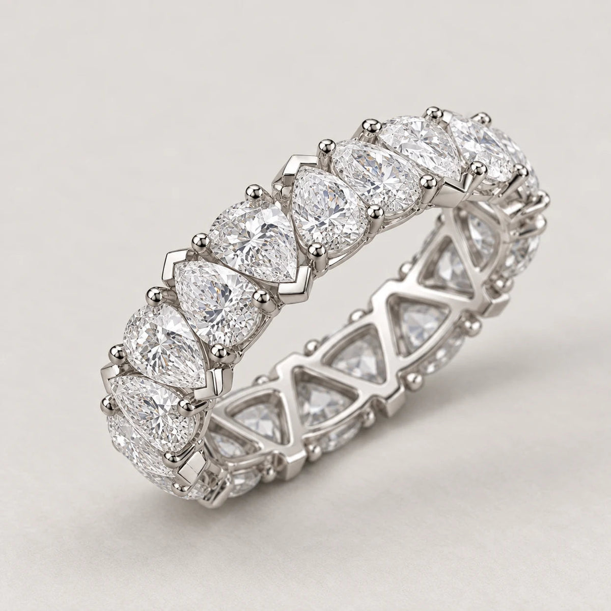 Pear Ring, silver tone
