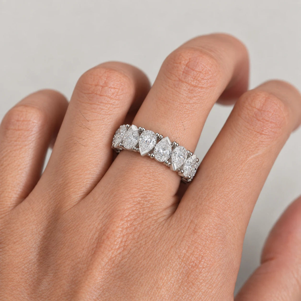 Pear Ring, silver tone